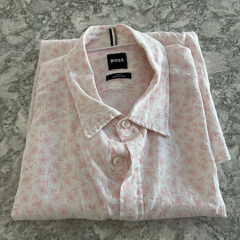 Hugo Boss Stretch Linen Short Sleeve Shirt
